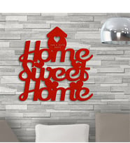 BK Gift Kişiye Özel Home Sweet Home Kırmızı Renk Dokulu Ahşap Duvar Yazısı - 1