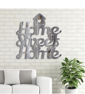 BK Gift Kişiye Özel Home Sweet Home Gri Renk Dokulu Ahşap Duvar Yazısı - 1