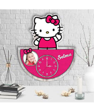 BK Gift Kişiye Özel Hello Kitty Tasarımlı Dekoratif Ahşap Duvar Saati