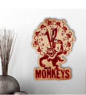 BK Gift Kişiye Özel 12 Monkeys Tasarımlı Dekoratif Ahşap Duvar Saati