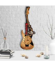 BK Gift Kişiye Özel Dekoratif Gitar Tasarımlı Ahşap Duvar Saati - 5