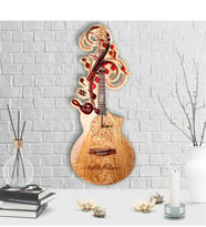BK Gift Kişiye Özel Dekoratif Gitar Tasarımlı Ahşap Duvar Saati - 3