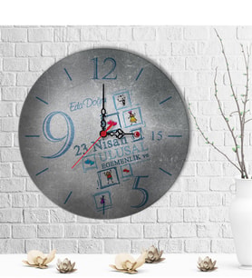 BK Gift Kişiye Özel 23 Nisan Tasarımlı Ahşap Duvar Saati (30 Cm.) - 5