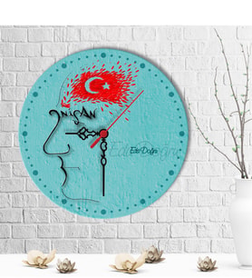 BK Gift Kişiye Özel 23 Nisan Tasarımlı Ahşap Duvar Saati (30 Cm.) - 4