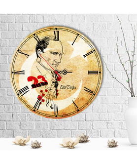BK Gift Kişiye Özel 23 Nisan Tasarımlı Ahşap Duvar Saati (30 Cm.) - 3