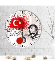 BK Gift Kişiye Özel 23 Nisan Tasarımlı Ahşap Duvar Saati (30 Cm.) - 1