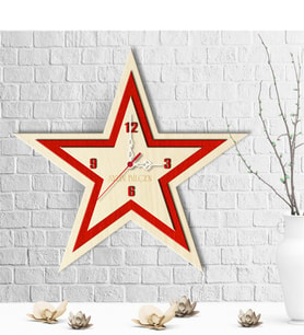 BK Gift Kişiye Özel Yıldız Tasarımlı Ahşap Duvar Saati - 3