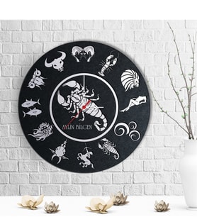 BK Gift Kişiye Özel Burç Tasarımlı Ahşap Duvar Saati - 3
