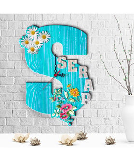 BK Gift Kişiye Özel İsimli Harf Tasarımlı Ahşap Duvar Saati - 2