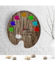 BK Gift Kişiye Özel Ressam Paleti Tasarımlı Ahşap Duvar Saati