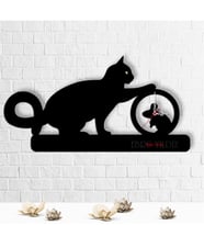 BK Gift Kişiye Özel Kedi Tasarımlı Ahşap Duvar Saati - 4