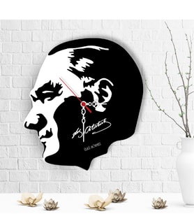 BK Gift Kişiye Özel Atatürk Tasarımlı Ahşap Duvar Saati - 6