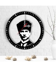 BK Gift Kişiye Özel Atatürk Tasarımlı Ahşap Duvar Saati - 5