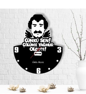 BK Gift Kişiye Özel Çölüme Yağmur Oldun Tasarımlı Ahşap Duvar Saati - 3