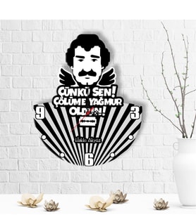 BK Gift Kişiye Özel Çölüme Yağmur Oldun Tasarımlı Ahşap Duvar Saati - 2