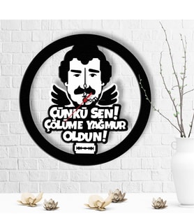 BK Gift Kişiye Özel Çölüme Yağmur Oldun Tasarımlı Ahşap Duvar Saati - 1