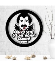 BK Gift Kişiye Özel Çölüme Yağmur Oldun Tasarımlı Ahşap Duvar Saati - 1