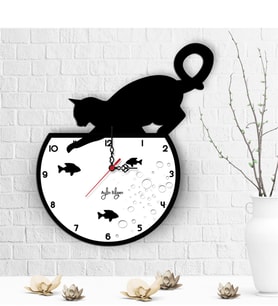 BK Gift Kişiye Özel Kedi Tasarımlı Ahşap Duvar Saati - 2