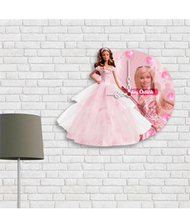 BK Gift Kişiye Özel Barbie Tasarımlı Ahşap Duvar Saati - 2