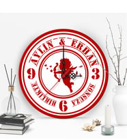 BK Gift Kişiye Özel Damga Tasarımlı Ahşap Duvar Saati (30 Cm.)
