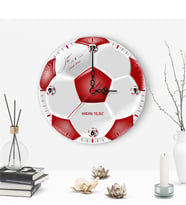 BK Gift Kişiye Özel Lionel Messi İmzalı Futbol Topu Tasarımlı Ahşap Duvar Saati (30 Cm.) - 1