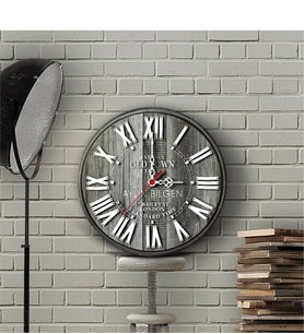 BK Gift Kişiye Özel Old Town Tasarımlı Ahşap Vintage Duvar Saati (30 Cm.) - 11