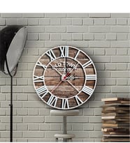 BK Gift Kişiye Özel Old Town Tasarımlı Ahşap Vintage Duvar Saati (30 Cm.) - 9