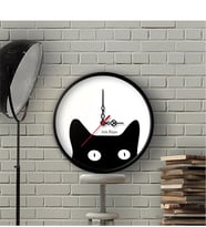 BK Gift Kişiye Özel Kedi Tasarımlı Ahşap Duvar Saati (30 Cm.)