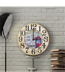 BK Gift Kişiye Özel Old Town Tasarımlı Vintage Ahşap Duvar Saati (30 Cm.) - 2