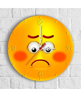 BK Gift Kişiye Özel Emoji Tasarımlı Ahşap Duvar Saati (30 Cm.) - 15