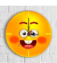 BK Gift Kişiye Özel Emoji Tasarımlı Ahşap Duvar Saati (30 Cm.) - 14