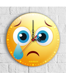 BK Gift Kişiye Özel Emoji Tasarımlı Ahşap Duvar Saati (30 Cm.) - 4