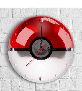 BK Gift Kişiye Özel Pokemon Ball Tasarımlı Ahşap Duvar Saati (30 Cm.) - 2