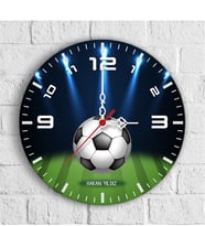 BK Gift Kişiye Özel Futbol Sahası Tasarımlı Ahşap Duvar Saati (30 Cm.)