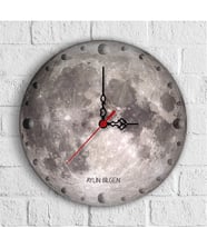 BK Gift Kişiye Özel Ay Tasarımlı Ahşap Duvar Saati (30 Cm.)