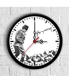 BK Gift Kişiye Özel Atatürk Tasarımlı Ahşap Duvar Saati (30 Cm.) - 4