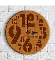 BK Gift Kişiye Özel Ahşap Oyma Tasarımlı Ahşap Duvar Saati (30 Cm.)