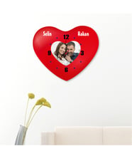 BK Gift Kişiye Özel Dekoratif Kalp Duvar Saati (Resim Baskısı Dahil)