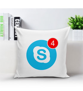 BK Gift Kişiye Özel Skype Beyaz Yastık