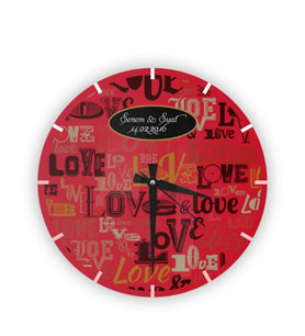 BK Gift Kişiye Özel Cam Duvar Saati (27 Cm.) - 004