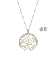 Gümüş Kaplama Zirkon Taşlı Sen Ben Yazılı Kolye Küpe Set Ps0657