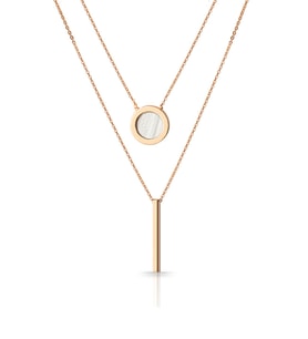 Rose Kaplama Çift Zincirli Bar Kolye Ps0799