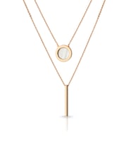 Rose Kaplama Çift Zincirli Bar Kolye Ps0799