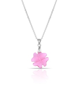 Pembe Kristal Taşlı Yonca Kolye Ps1056