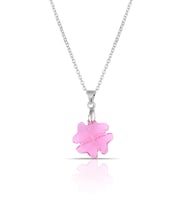 Pembe Kristal Taşlı Yonca Kolye Ps1056