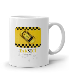 BK Gift Kişiye Özel Mesleki Taksici Tasarımlı Beyaz Kupa Bardak - 3