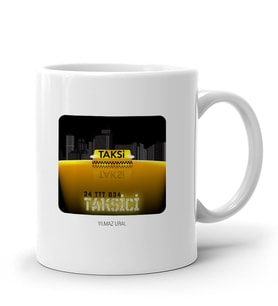 BK Gift Kişiye Özel Mesleki Taksici Tasarımlı Beyaz Kupa Bardak - 1