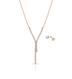 Rose Kaplama Su Yolu Kolye Küpe Set Ps0796