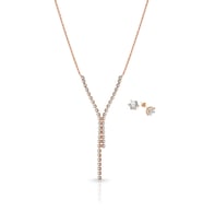 Rose Kaplama Su Yolu Kolye Küpe Set Ps0796