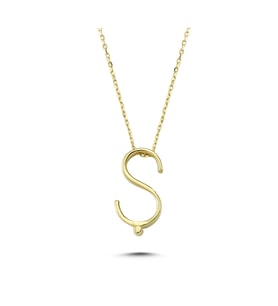 Altın 3 Boyutlu Ş Harf Kolye CM0472-Ş